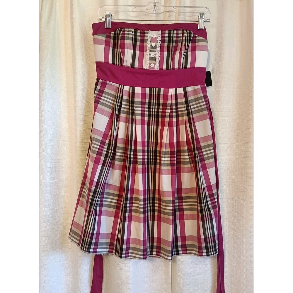 NWT My Michelle Women's Juniors Size 5 Summer Sleeveless Pink Plaid A-line Dress